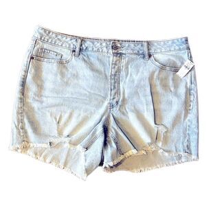 Distressed denim shorts